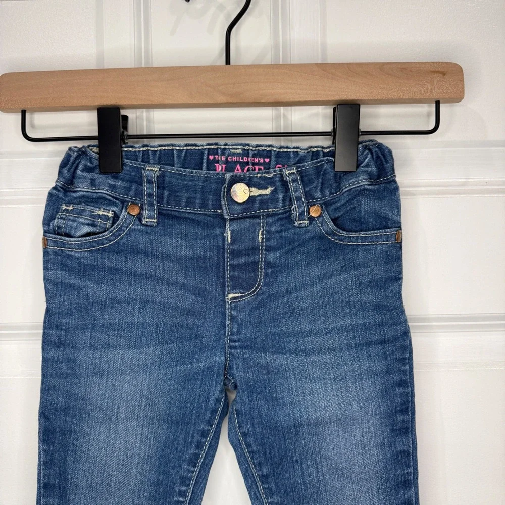 The Childrens Place‎ Girls Medium Wash Skinny Jeans Size 4T Elastic Waist Denim